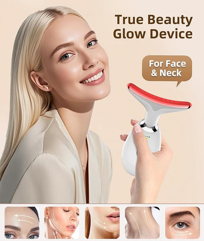 7 Color Face and Neck Massager Light Therapy, Red Light Based Facial Massager for Skin Care, Firming, Smoothing