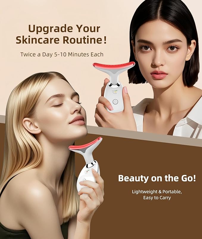 7 Color Face and Neck Massager Light Therapy, Red Light Based Facial Massager for Skin Care, Firming, Smoothing